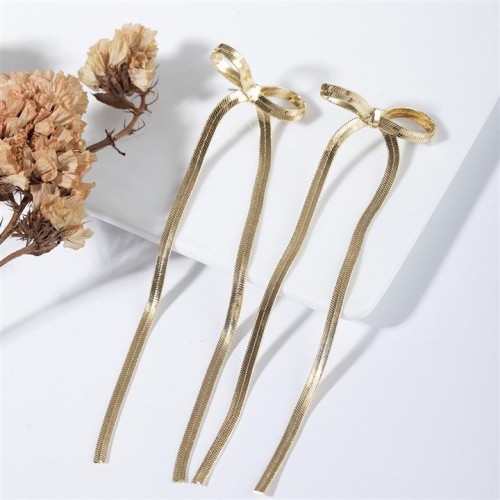 snake chain bow tassel earrings all-Purpose samll personality brief atmospheric earrings