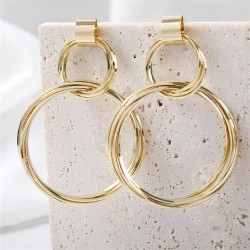 occidental style Metal geometry circle earrings brief exaggerating personality..