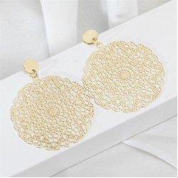 occidental style Metal geometry circle earrings exaggerating personality atmos..
