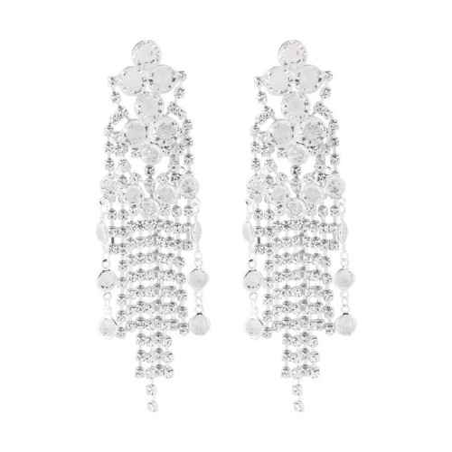 occidental style long style tassel temperament wind flash diamond earring diamond ear stud super claw chain Rh