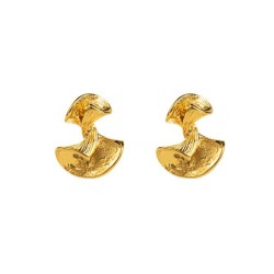 E stainless steel Irregular earrings  wind sector circle ear stud