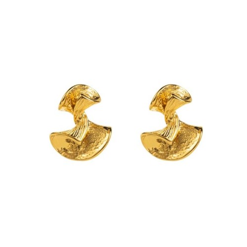 E stainless steel Irregular earrings  wind sector circle ear stud