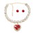 occidental style earrings necklace set woman Round glass diamond ear stud heart-shaped pendant bride banquet s