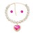 occidental style earrings necklace set woman Round glass diamond ear stud heart-shaped pendant bride banquet s
