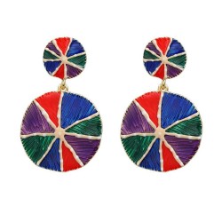 enamel earrings occidental style Earring woman multilayer Round color Bohemian..