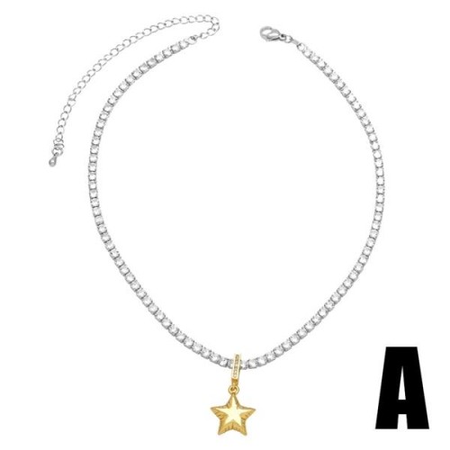 occidental style fashion love necklace samll all-Purpose mosaic zircon gilded star clavicle chainnkq