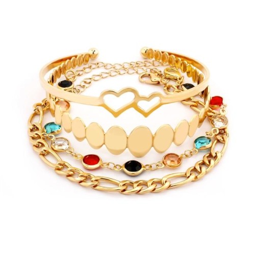occidental style wind Alloy retro bangle color diamond bracelet woman creative mash up setR