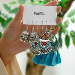 fashion medium noble wind tassel drop temperament lady earrings set