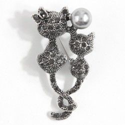 occidental style fashion retro flash diamond black cat personality man woman b..