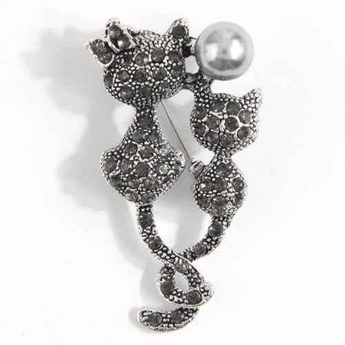occidental style fashion retro flash diamond black cat personality man woman brooch