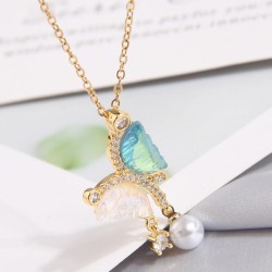 fine Korean style fashion sweetOL bronze embed Zirconium double color butterfl..