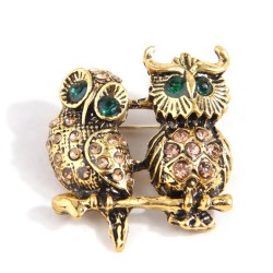 occidental style fashion retro flash diamond owl personality man woman brooch