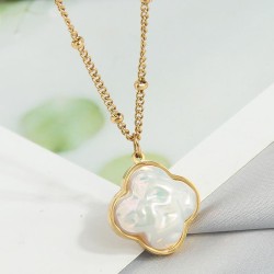 fine fashion sweetOL four leaf Shells titanium steel personality woman necklac..
