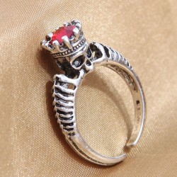 fashion retro skull flash diamond temperament opening ring