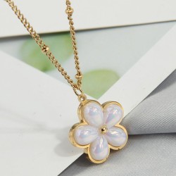 fine fashion sweetOL flowers Shells titanium steel personality woman necklace
