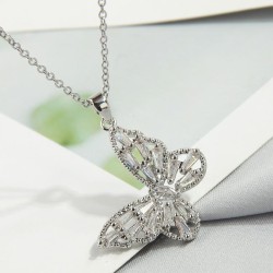 fashion sweetOL bronze butterfly zircon personality lady necklace