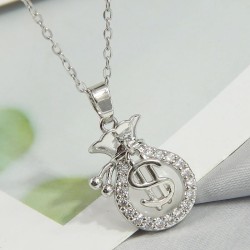 Korean style fashion sweetOL embed Zirconium coin personality lady necklace