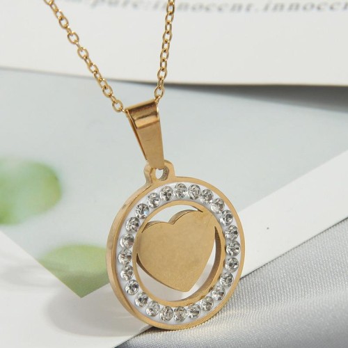 fashion conciseOL stainless steel flash diamond love personality lady necklace