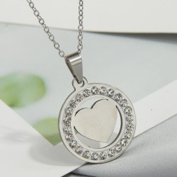 fashion conciseOL stainless steel flash diamond love personality lady necklace