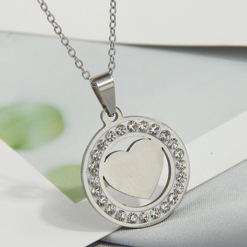 fashion conciseOL stainless steel flash diamond love personality lady necklace