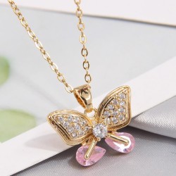 Korean style fashionOL concise bronze embed Zirconium personality lady necklac..