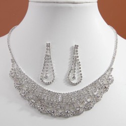 fashion concise flash diamond bride series lady necklace earrings set