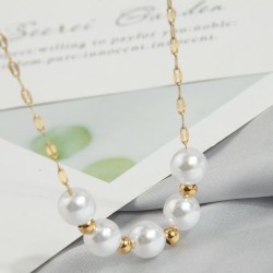 fine Korean style fashionOL Pearl titanium steel personality woman necklace