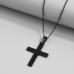 fashion concise black cross stainless steel personality woman necklace