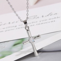 fashion sweetOL bronze cross embed Zirconium personality woman necklace
