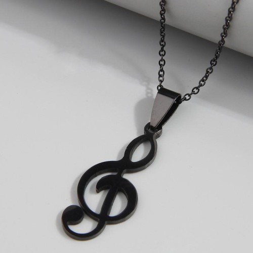 fashion concise black stainless steel personality woman necklace