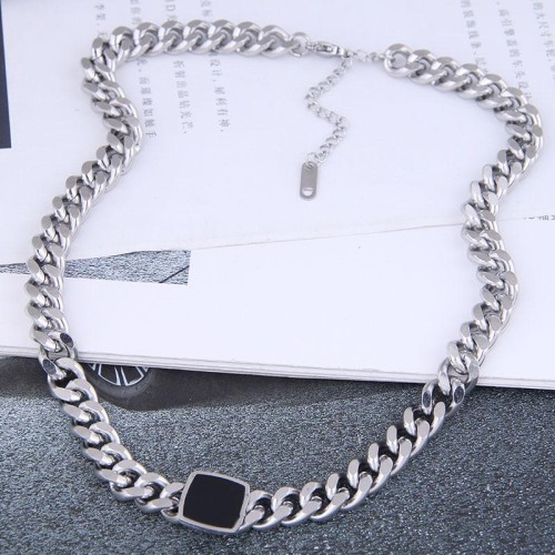 fine fashionOL titanium steel Metal concise Square personality temperament necklace