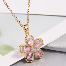 Korean style fashionOL concise bronze embed Zirconium personality lady necklac..