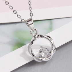 fashion sweetOL bronze concise circle embed Zirconium personality woman neckla..