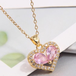 Korean style fashionOL concise bronze embed Zirconium personality lady necklac..