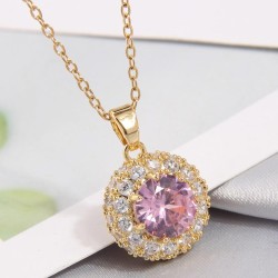 Korean style fashionOL concise bronze embed Zirconium personality lady necklac..