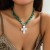 occidental style fashion Irregular gravel cross necklace  brief all-Purpose naturalnecklace