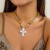 occidental style fashion Irregular gravel cross necklace  brief all-Purpose naturalnecklace