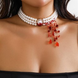 occidental style retro wind Pearl necklace  creative tassel clavicle
