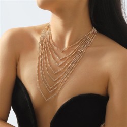 occidental style fully-jewelled multilayer necklace  personality briefv wind
