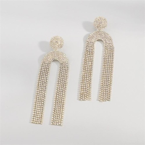 E fully-jewelled tassel earrings  occidental style exaggerating geometryU Autumn and Winter personality earring