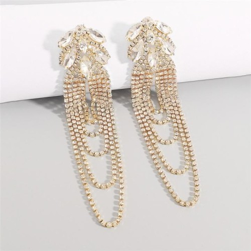 E occidental style exaggerating atmospheric long style tassel earring  samll personality fashion fully-jewelled 