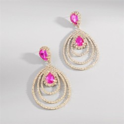 E occidental style Rhinestone hollow multilayer drop earrings  retro exaggerat..