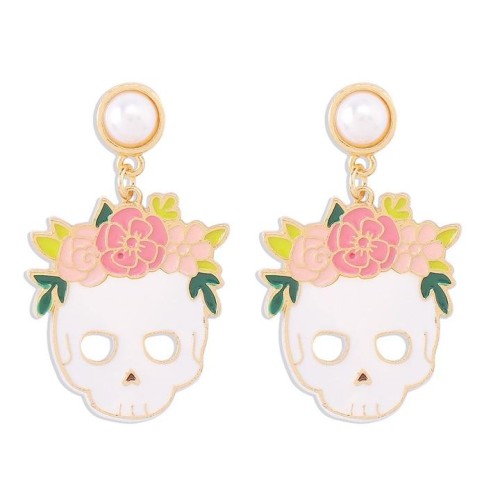E occidental style exaggerating flowers skull Earring  series cartoon enamel earring