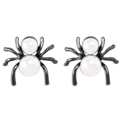 E occidental style exaggerating samll spider earrings  retrovintage Pearl text..