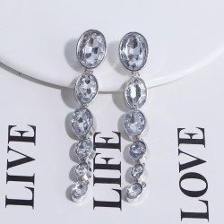  occidental style personality long style temperament earrings diamond crystal ..