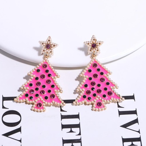  christmas   Autumn and Winter woman lovely occidental style star christmas tree earrings