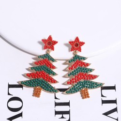 Autumn and Winter handmade personality christmas tree star earring   occidenta..