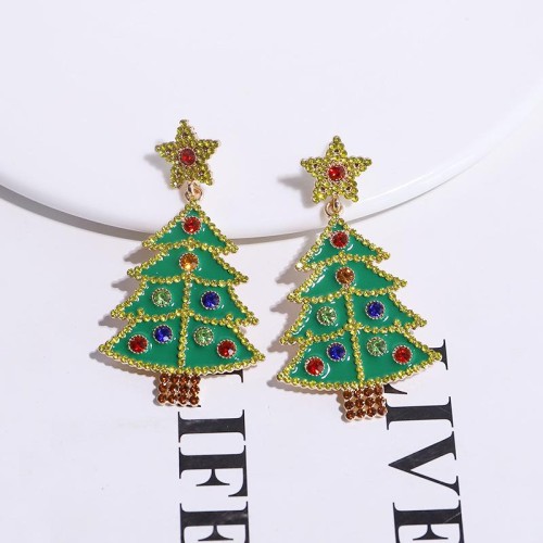 occidental style Autumn and Winter exaggerating personality unique  christmas tree earring  christmas gift earr