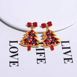  sweet wind bow christmas tree girl lovely cartoon earring woman big student t..
