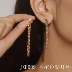  temperament long style color Rhinestone earrings woman fashion diamond creati..